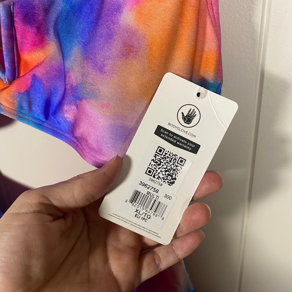 NWT‎ Body Glove Eli One Piece Swimsuit XL Multi Watercolor Tie Dye Cutout - Picture 5 of 12